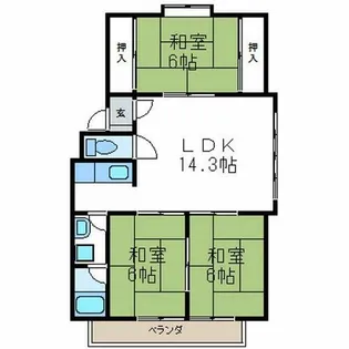 百石マンション 3号館【B-2号室】の間取り