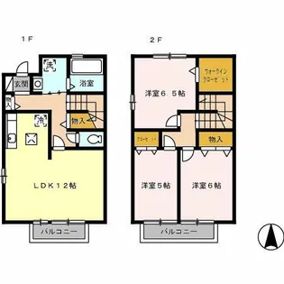 愛知県岡崎市真伝吉祥2丁目【タウンハウス】の間取り