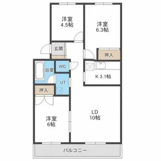 グランベルサ【5-401号室】の間取り
