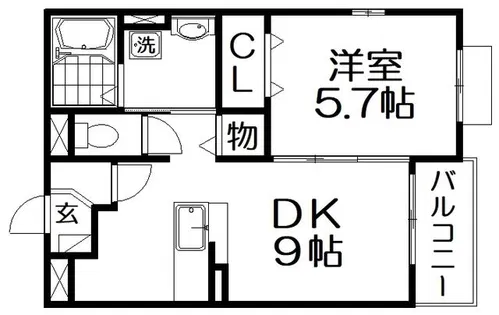 グランソレイユ楠葉Ⅲ【2階】の間取り