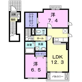 プリートカーサ内浜Ⅲ【201号室】の間取り