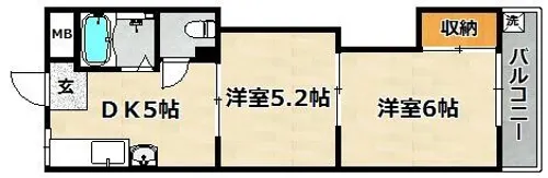 本町マンション【2階】の間取り