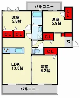 シャーメゾン則松東【3階】の間取り