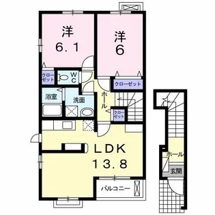 ウエスト ブリッサ C【2階】の間取り