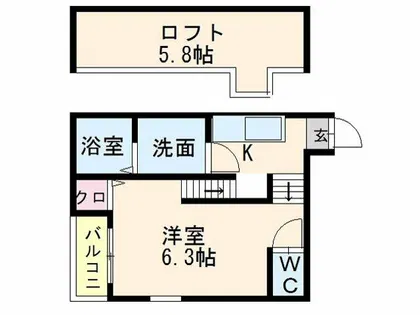 リバティ美野島【205号室】の間取り
