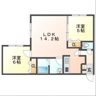 ベルヴィル南平岸【402号室】の間取り