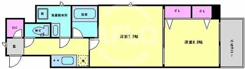 スプランディッド淀屋橋DUE【14階】の間取り