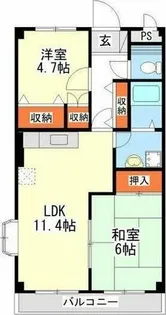 エクセルハイツB棟【203号室】の間取り