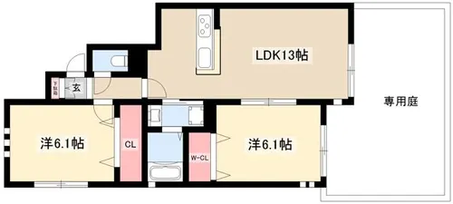 TRADS-WEST【W-1B号室】の間取り