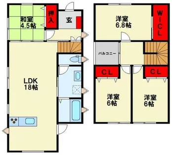 福岡県北九州市戸畑区正津町【一戸建】の間取り