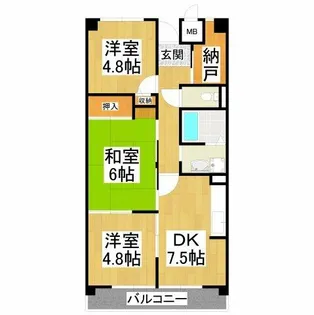 ボナージュ石橋【4階】の間取り