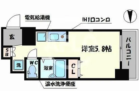 エルミタージュ難波南V【9階】の間取り