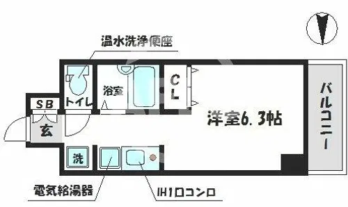 フロンティアテラス難波南【10階】の間取り