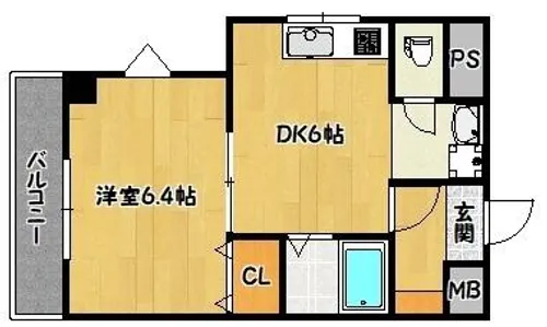 パルメゾン北町【105号室】の間取り