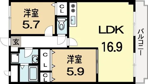 パインフィールド【407号室】の間取り