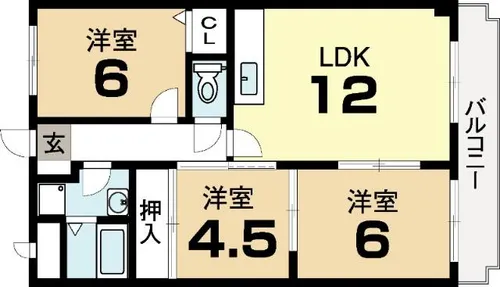 パインフィールド【102号室】の間取り