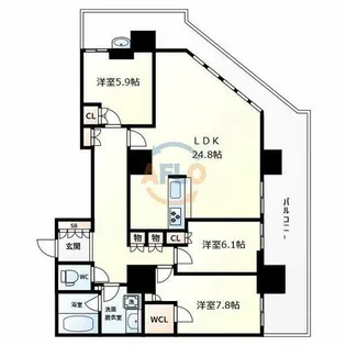 ローレルスクエア大阪ベイタワー【23階】の間取り