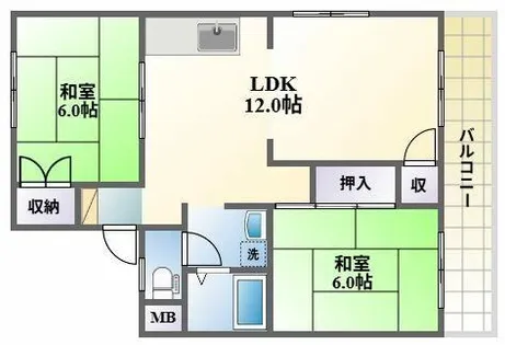 シャルムナガイ A棟【205号室】の間取り