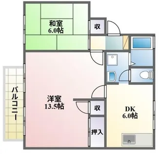 シャルムナガイ B棟【2階】の間取り