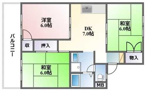 シャルムナガイ A棟【204号室】の間取り