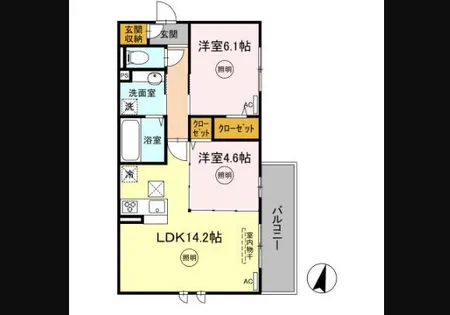 セレーノ・ヴィラ城野【301号室】の間取り