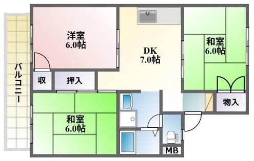 シャルムナガイ A棟【202号室】の間取り