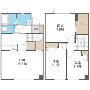 北海道札幌市東区東雁来十条2丁目【テラスハウス】の間取り