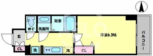 プレサンス四天王寺前夕陽ヶ丘アクティ【5階】の間取り