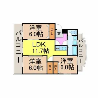 グランデ三番町【201号室】の間取り
