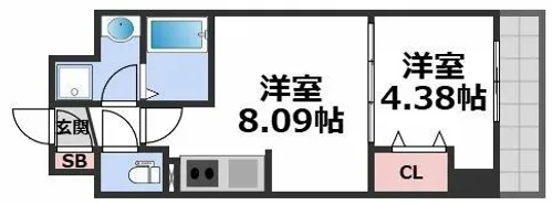 1LDKの間取り画像