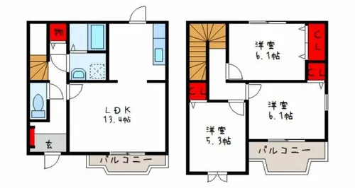 大阪府八尾市南小阪合町4丁目【タウンハウス】の間取り