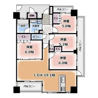 シャトレ愛松須ケ口【304号室】の間取り