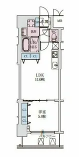 スプランディッド上本町WESTⅡ【8階】の間取り