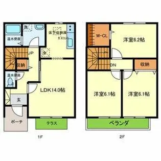 大阪府堺市中区深井北町【テラスハウス】の間取り