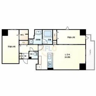 Wonnal堺筋本町【3階】の間取り