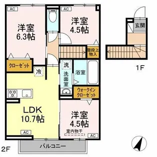 ソレアード【2階】の間取り