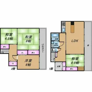 京都府京都市右京区龍安寺衣笠下町【一戸建】の間取り