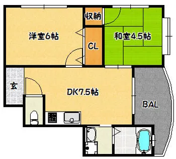 カサパロマ水木【6階】の間取り