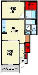 福岡県北九州市若松区宮丸2丁目【アパート】の間取り