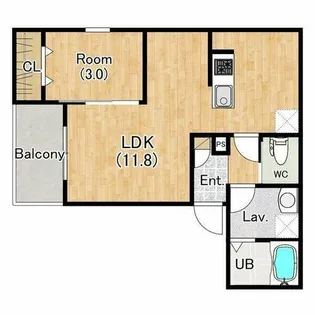 ジーメゾン名南泉楽【2階】の間取り
