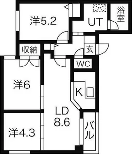テラス山鼻20【2階】の間取り