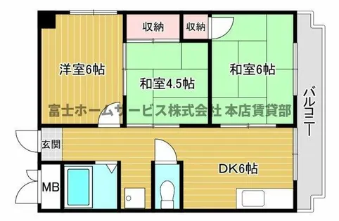シロハイヌ湯里【9階】の間取り