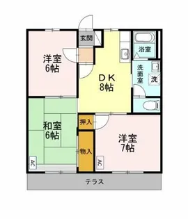 エバーグリーン三ツ相C棟【102号室】の間取り