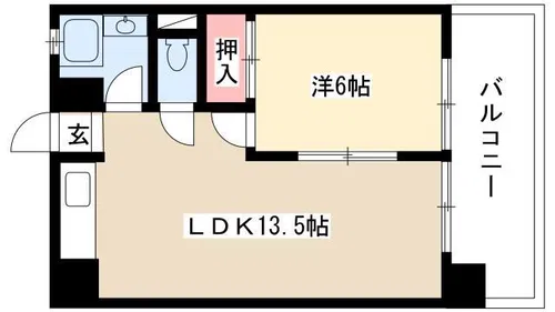 オオタビル【502号室】の間取り