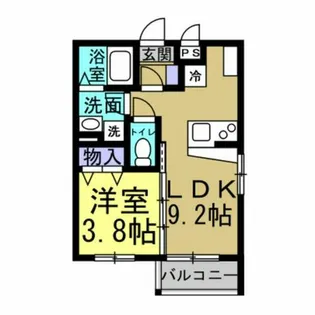 3月完成 PONTE GLORIA【101号室】の間取り