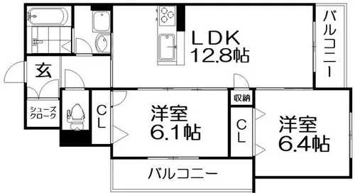 ロイヤルメゾン交野【202号室】の間取り