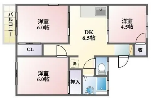 コーポ朽網Ⅱ【102号室】の間取り