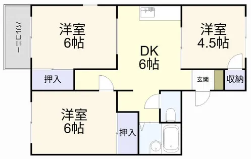 コーポ朽網Ⅱ【102号室】の間取り