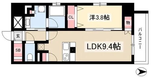 プレサンスロジェ丸の内 PRIME CASA【4階】の間取り