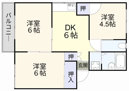 コーポカシワダB棟【205号室】の間取り